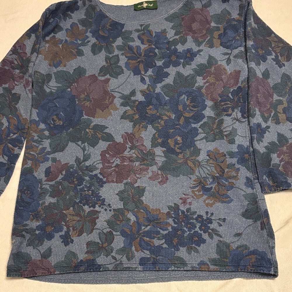 Vintage Hunt Club Floral Long Sleeve Thermal 90’s Top - size‎ XL